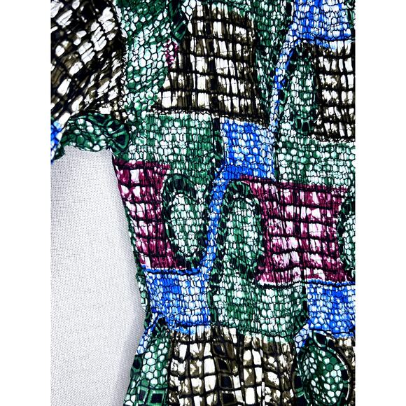 Advance Apparels African Green Blue Off Shoulder Shirred Maxi Dress - Picture 3 of 11